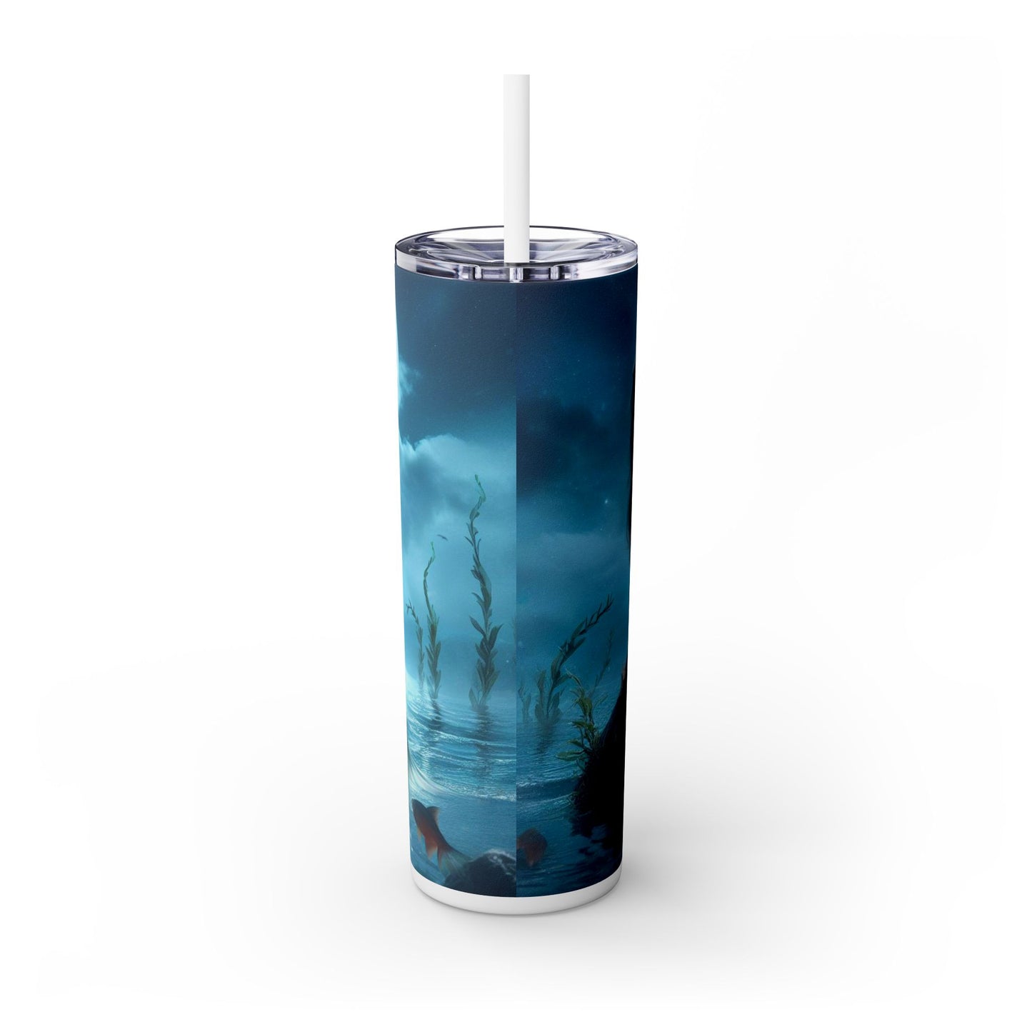 Mermaid Skinny Tumbler with Straw, 20oz