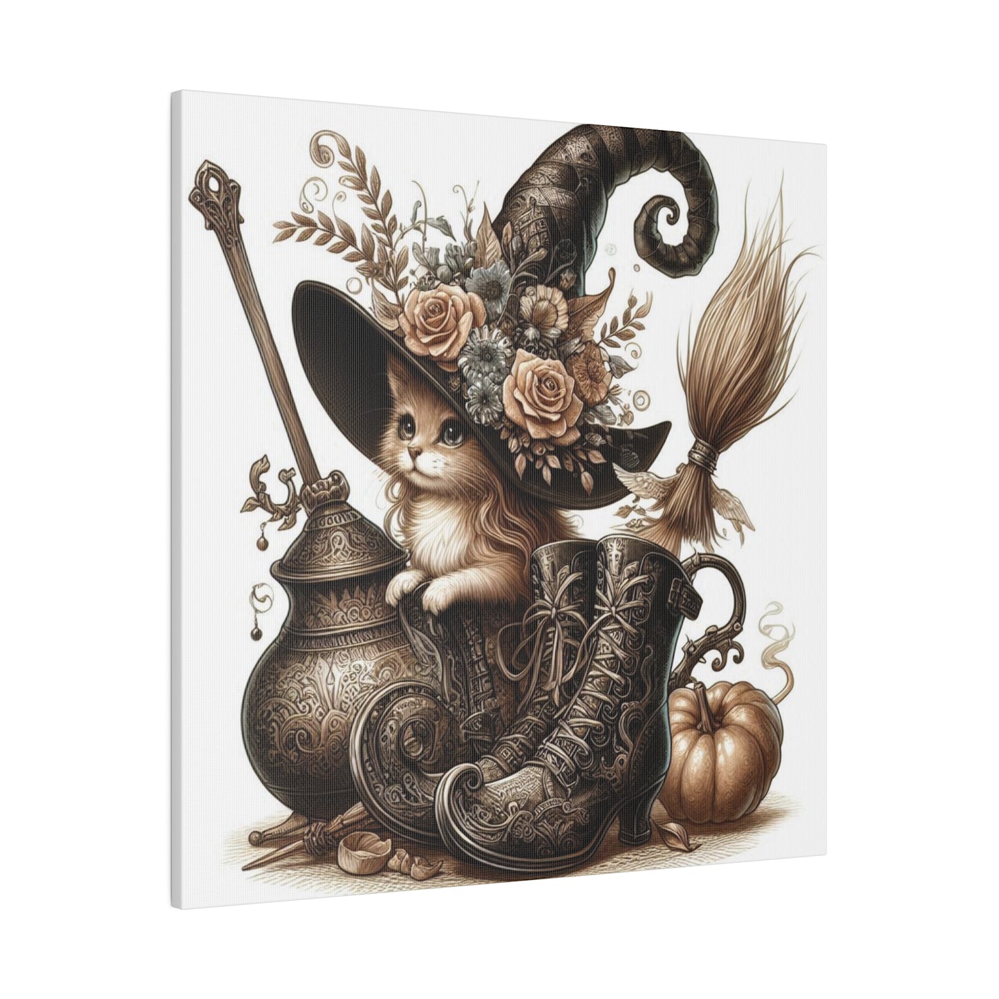 Canvas Print - Cat Witch Hat