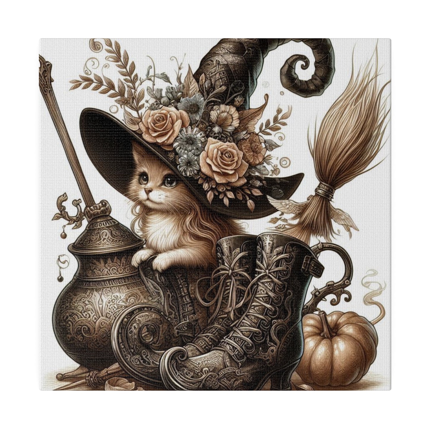 Canvas Print - Cat Witch Hat