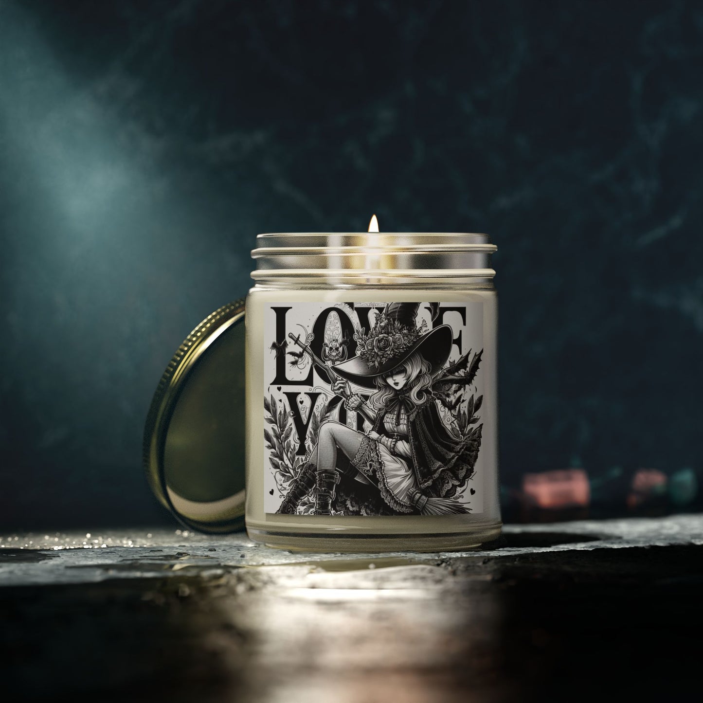 Love You Witch Candles, Coconut Apricot Wax (4oz, 9oz)