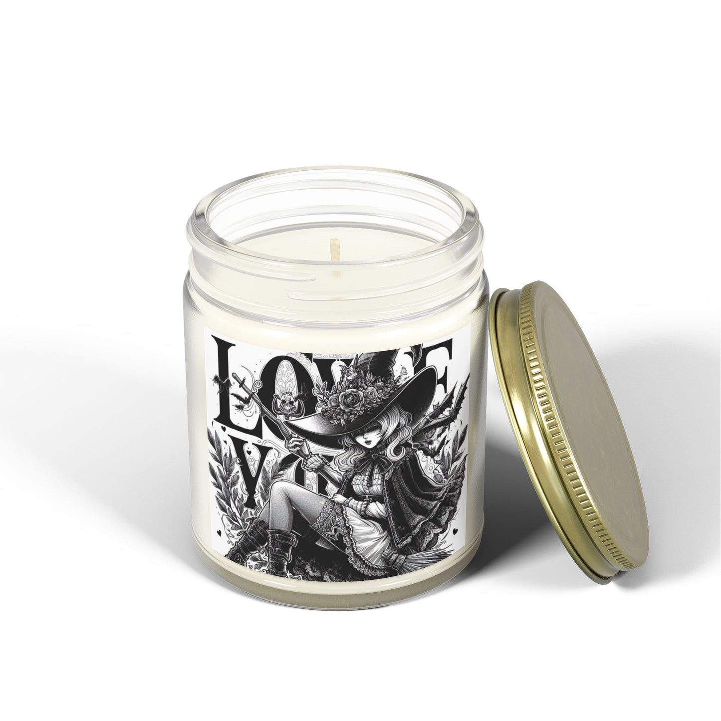 Love You Witch Candles, Coconut Apricot Wax (4oz, 9oz)