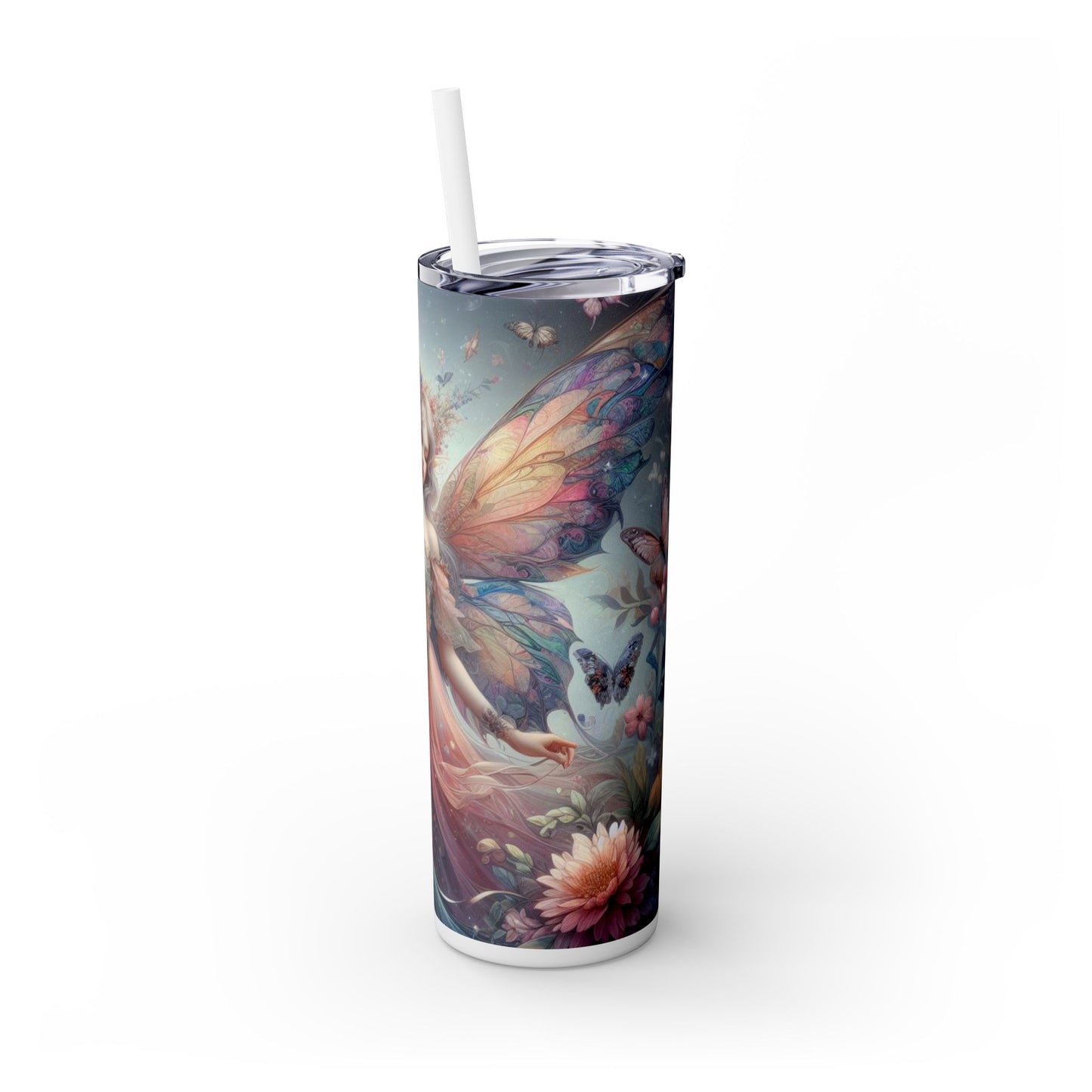 Fairy Skinny Tumbler with Straw, 20oz