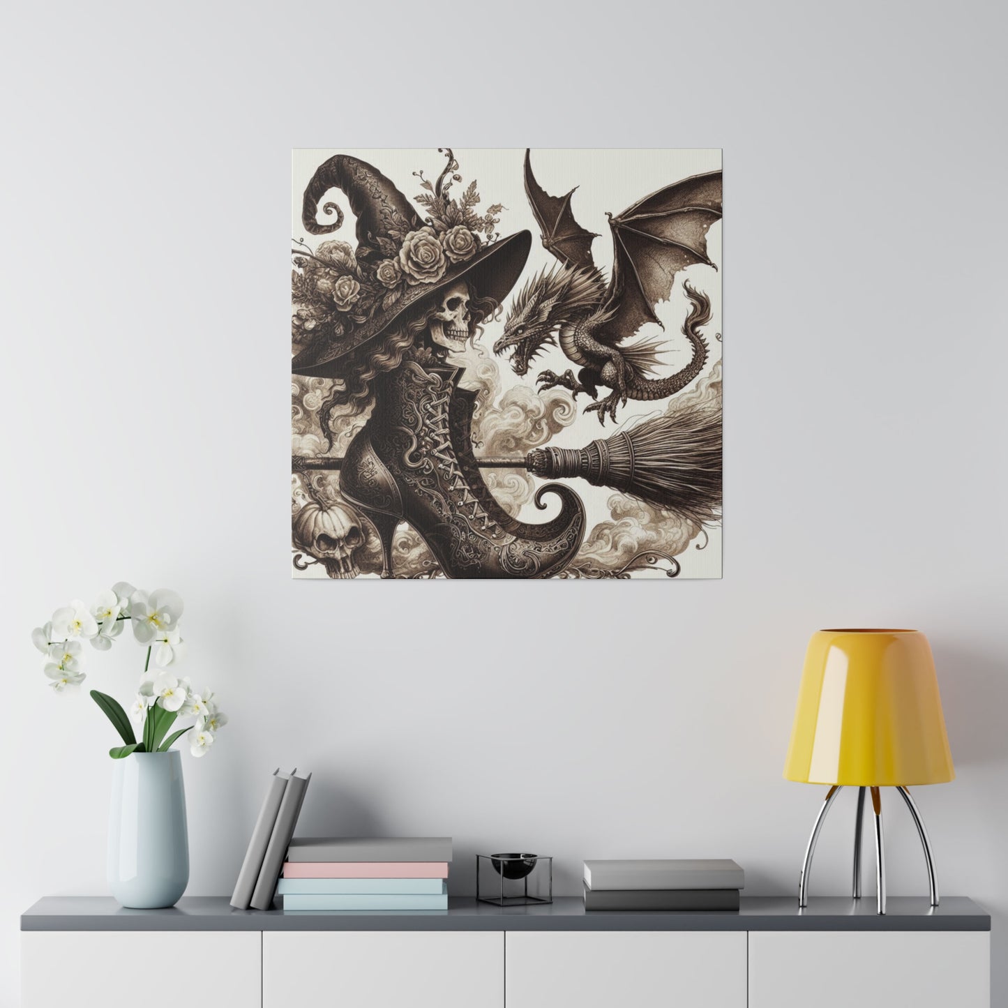 Witch Hat Skull Canvas Print