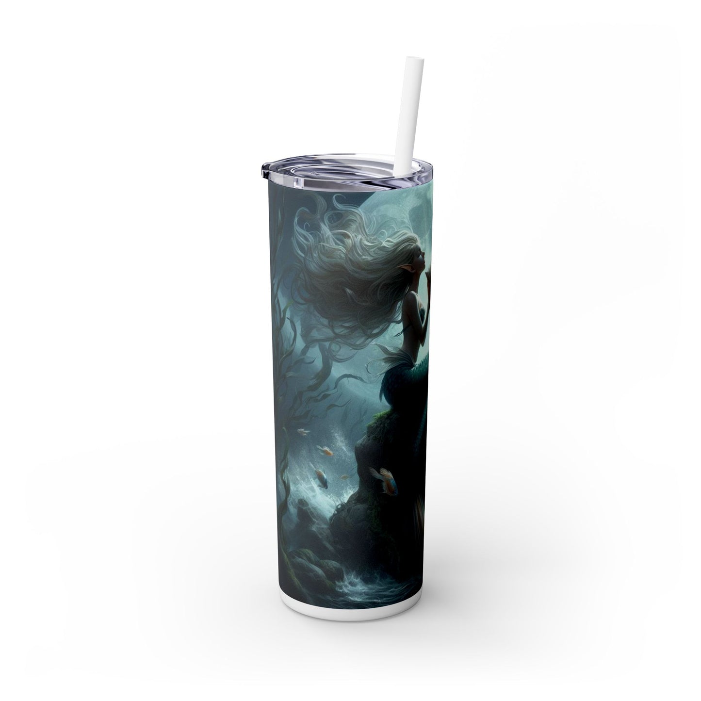 Mermaid Skinny Tumbler with Straw, 20oz