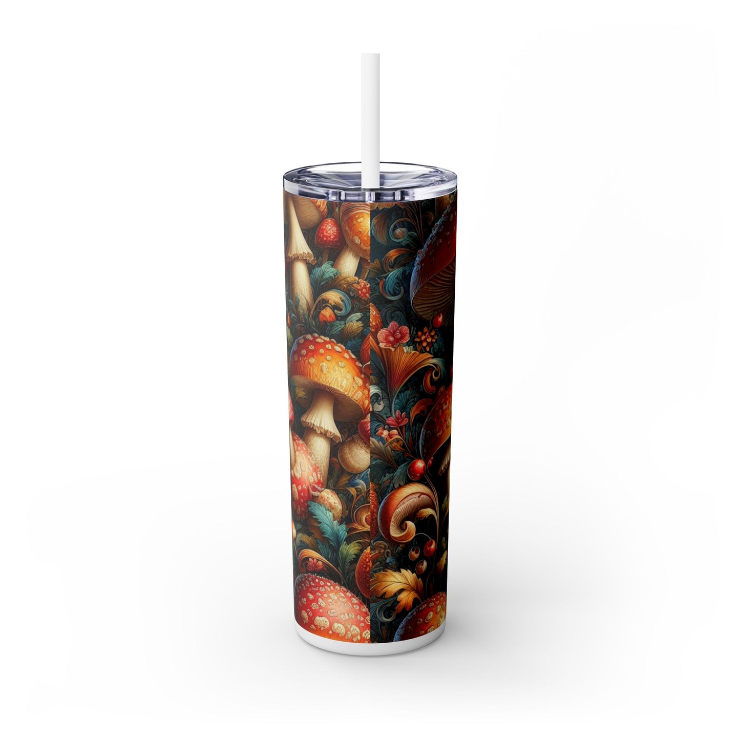 Mushroom Amanita Skinny Tumbler with Straw, 20oz