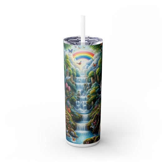 Unicorn Fantasy Skinny Tumbler with Straw, 20oz